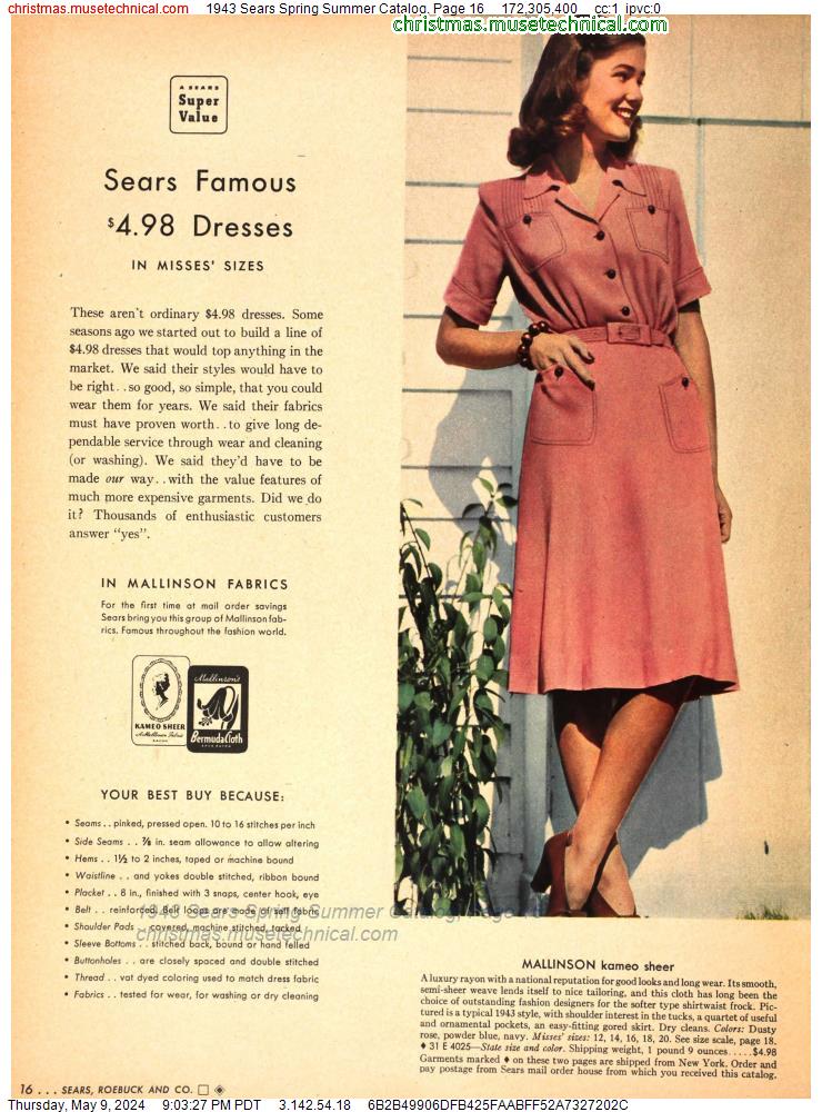 1943 Sears Spring Summer Catalog, Page 16