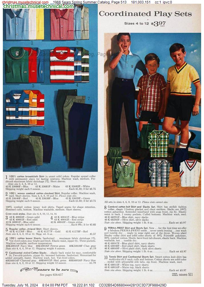 1966 Sears Spring Summer Catalog, Page 513