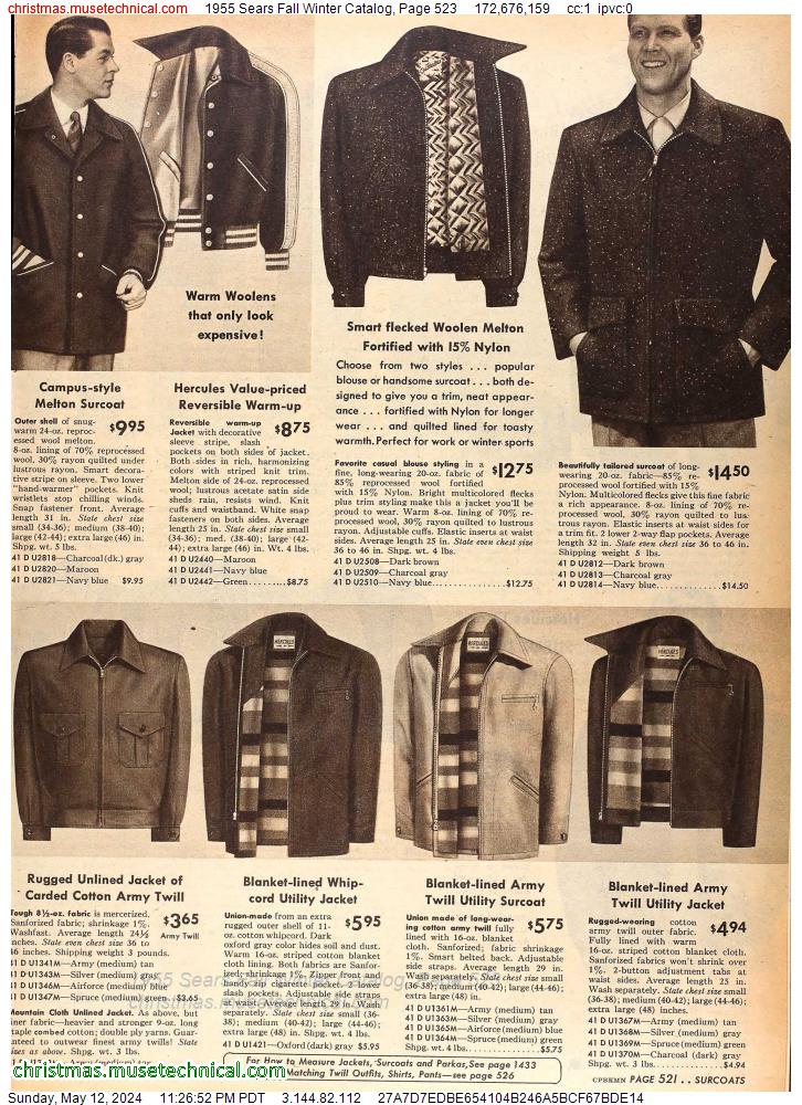 1955 Sears Fall Winter Catalog, Page 523