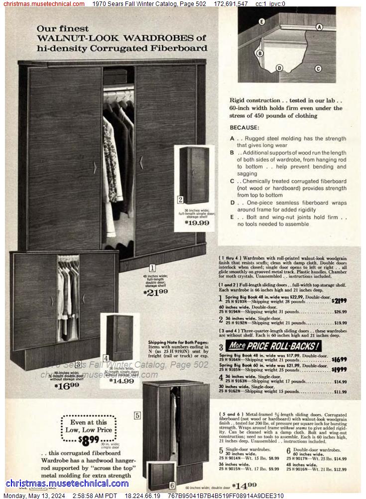1970 Sears Fall Winter Catalog, Page 502