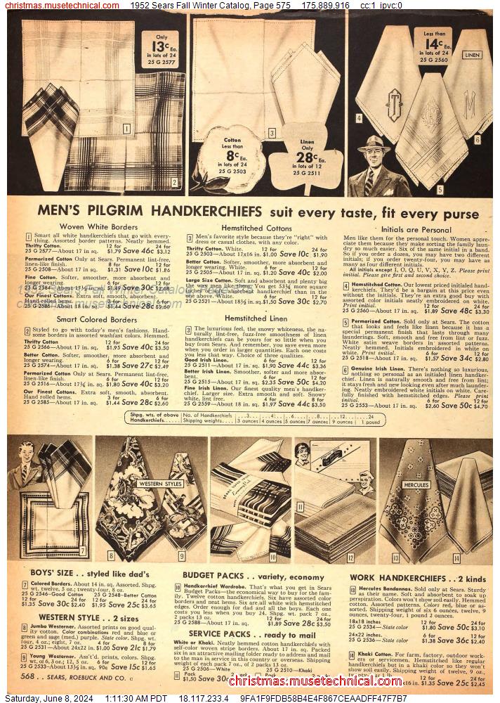 1952 Sears Fall Winter Catalog, Page 575