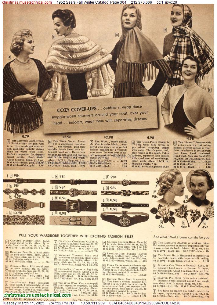 1952 Sears Fall Winter Catalog, Page 304