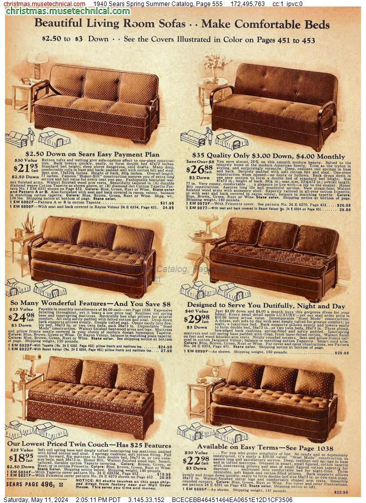 1940 Sears Spring Summer Catalog, Page 555