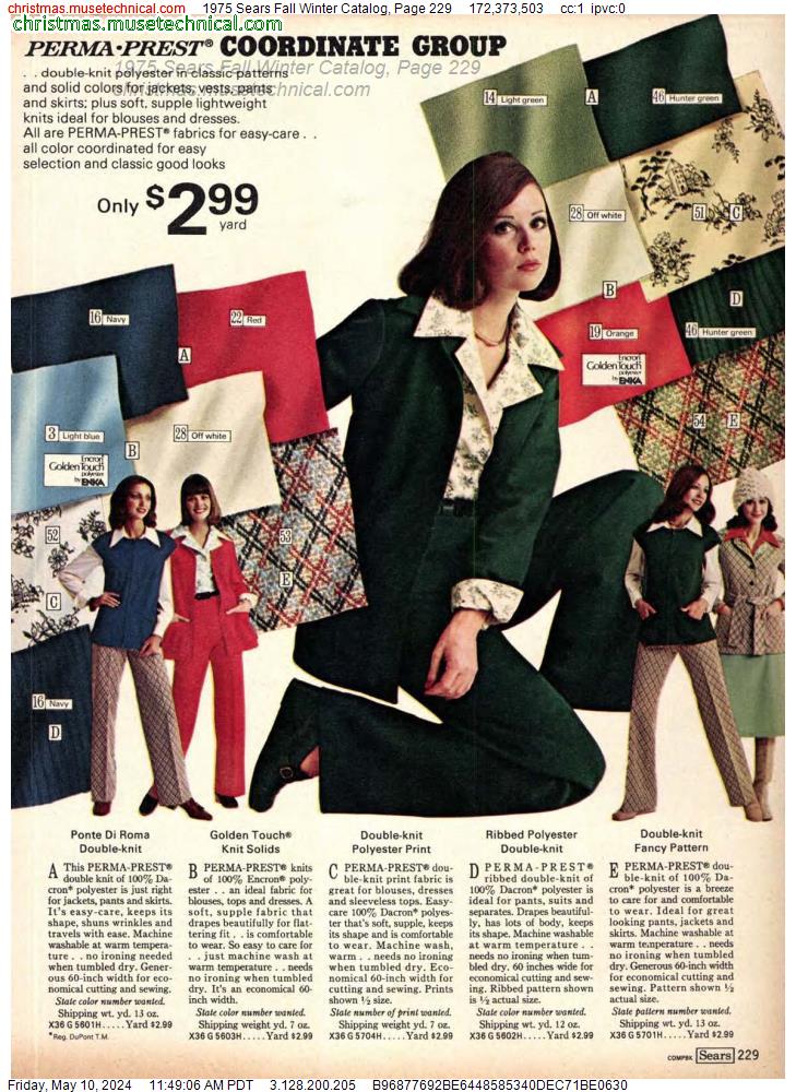 1975 Sears Fall Winter Catalog, Page 229