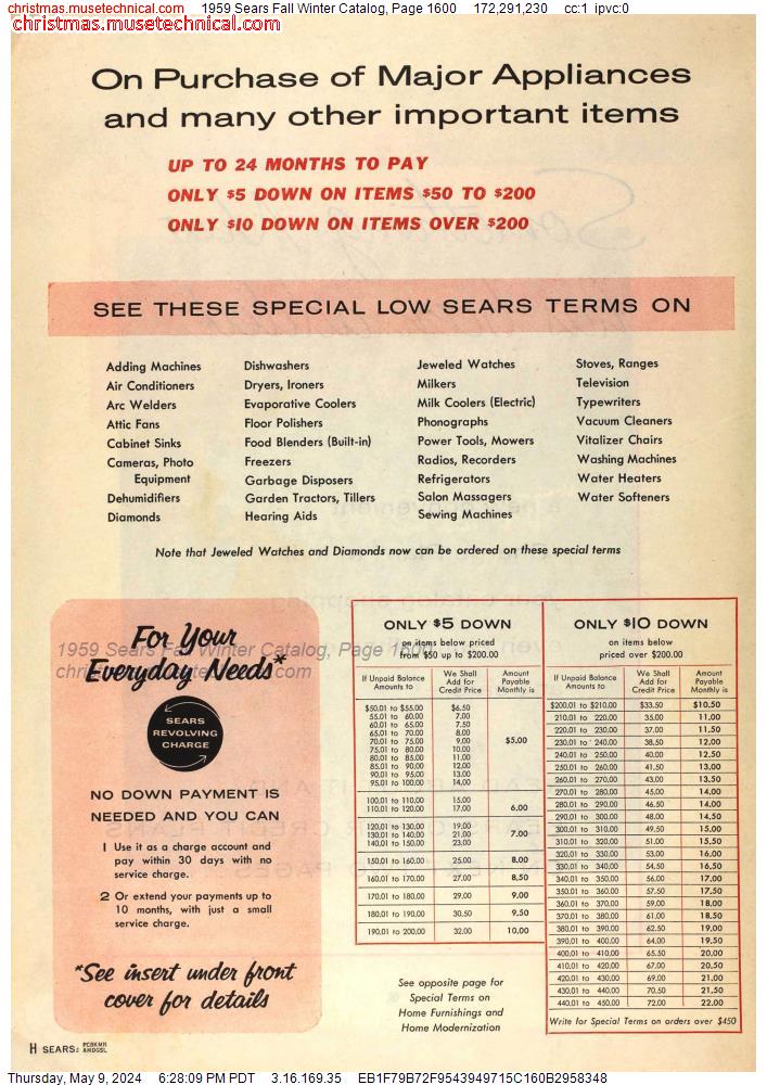 1959 Sears Fall Winter Catalog, Page 1600