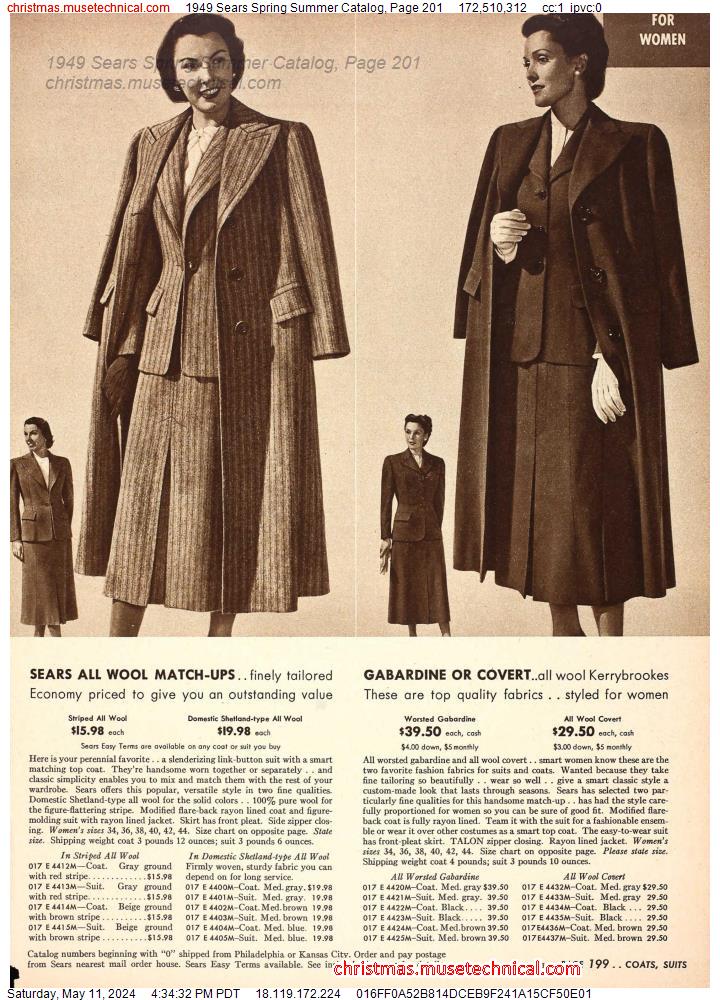 1949 Sears Spring Summer Catalog, Page 201