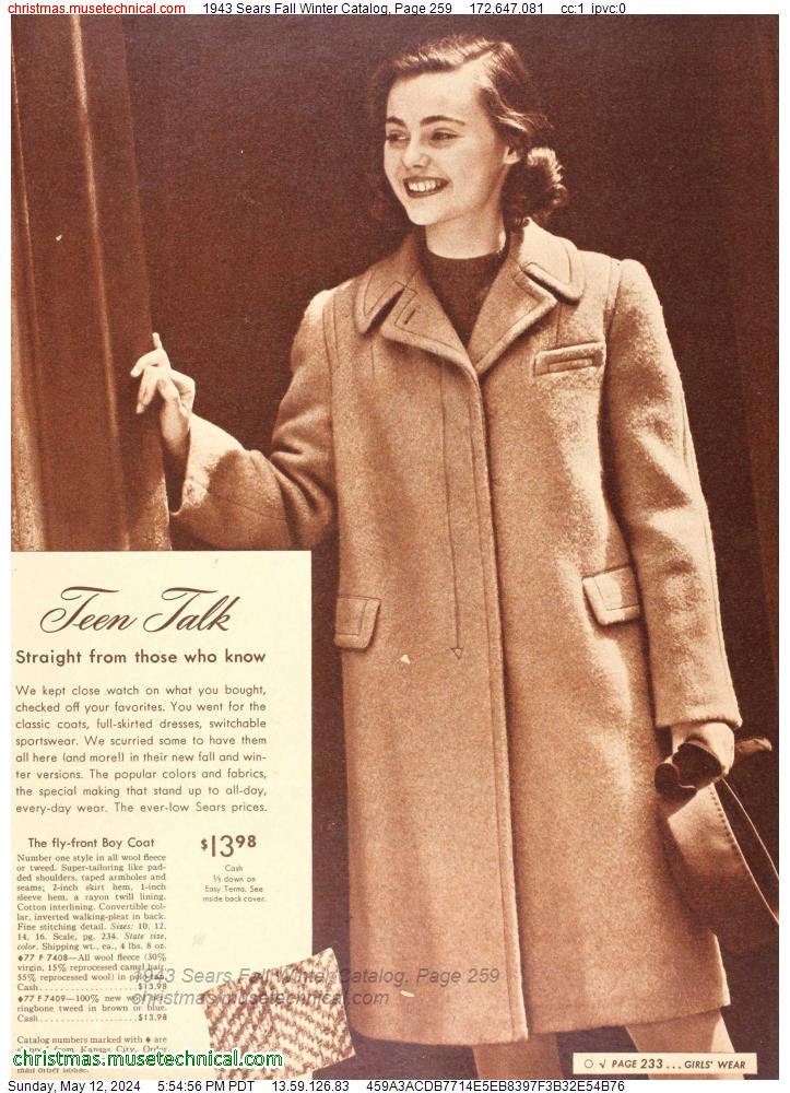 1943 Sears Fall Winter Catalog, Page 259