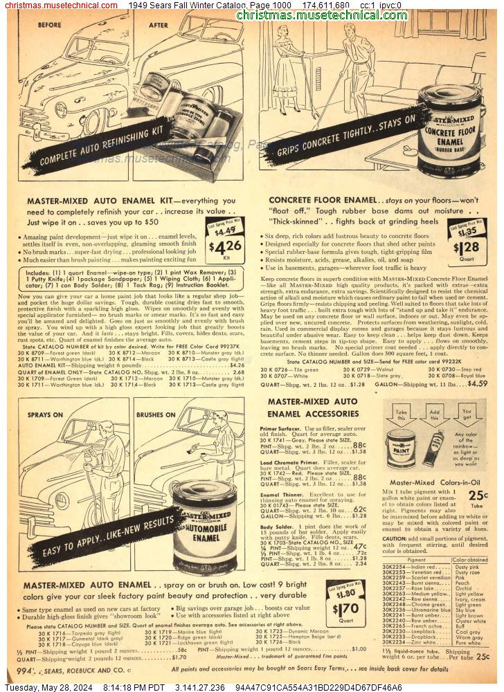 1949 Sears Fall Winter Catalog, Page 1000