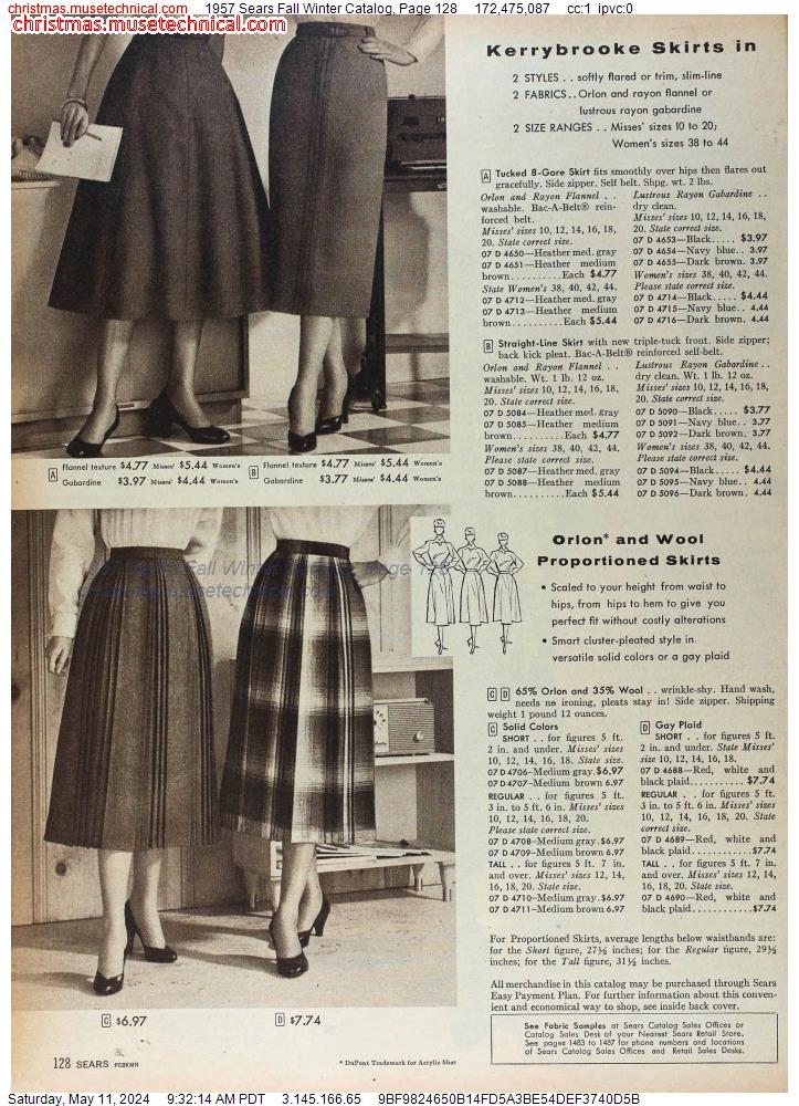 1957 Sears Fall Winter Catalog, Page 128