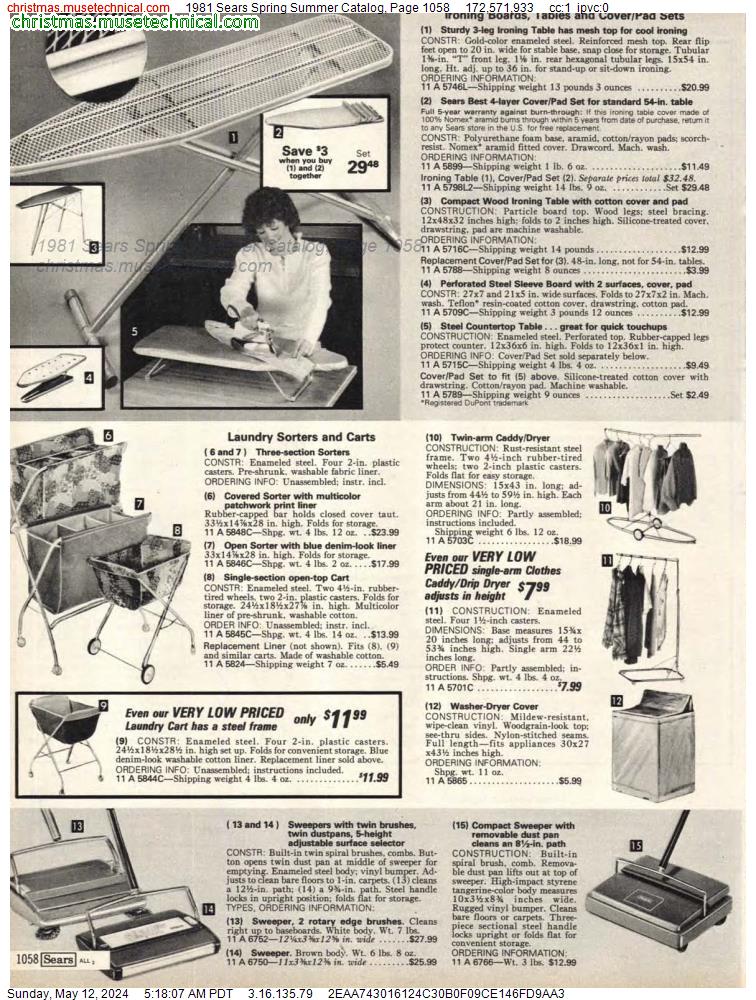 1981 Sears Spring Summer Catalog, Page 1058