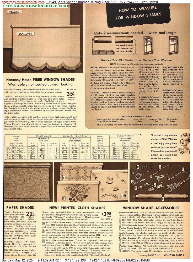 1949 Sears Spring Summer Catalog, Page 539