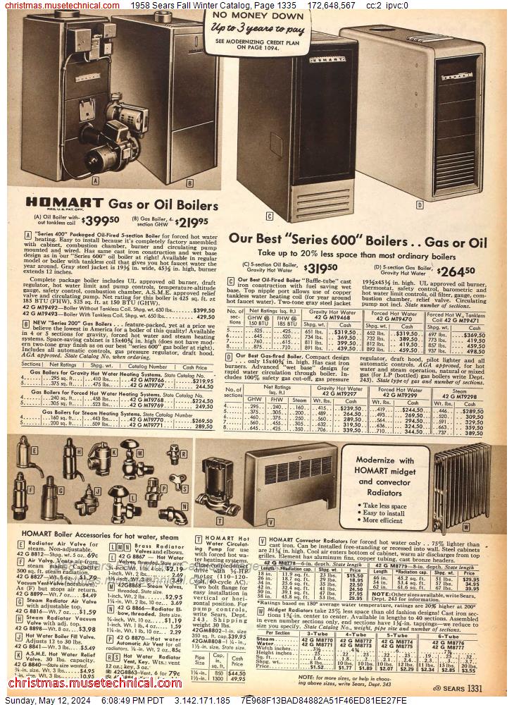 1958 Sears Fall Winter Catalog, Page 1335