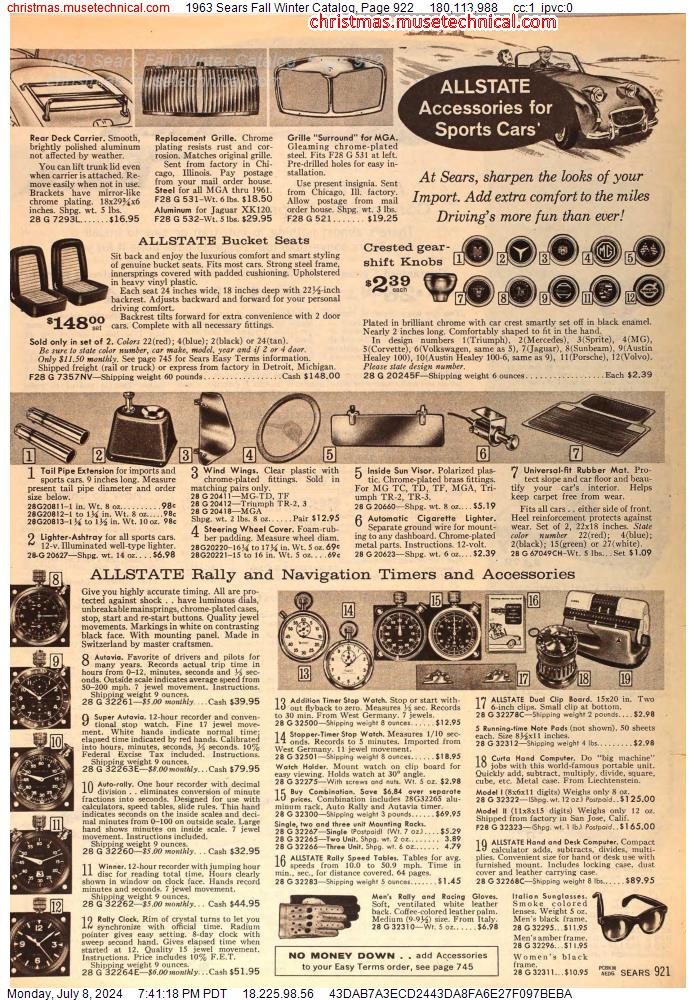 1963 Sears Fall Winter Catalog, Page 922