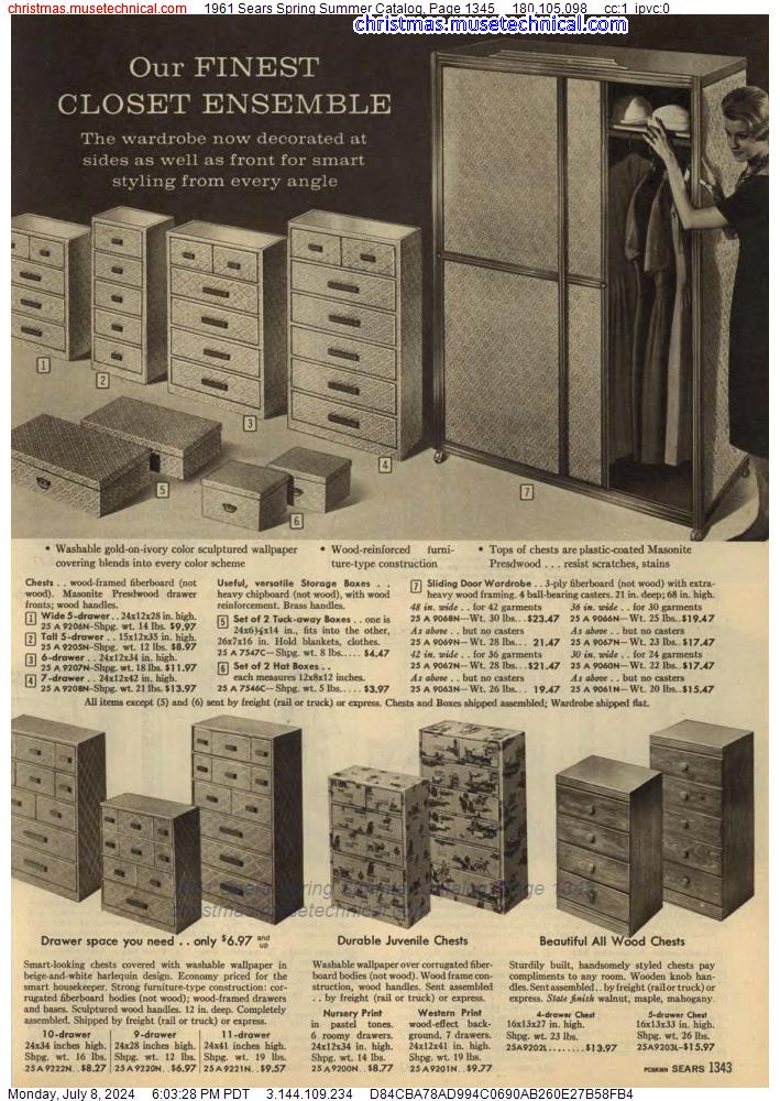 1961 Sears Spring Summer Catalog, Page 1345