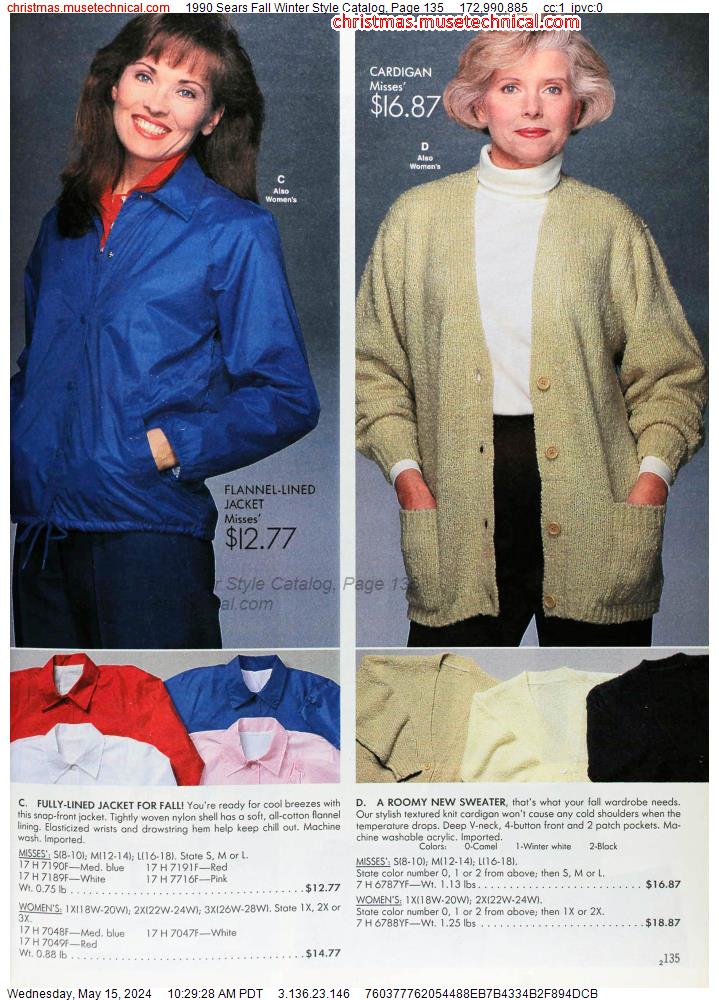 1990 Sears Fall Winter Style Catalog, Page 135