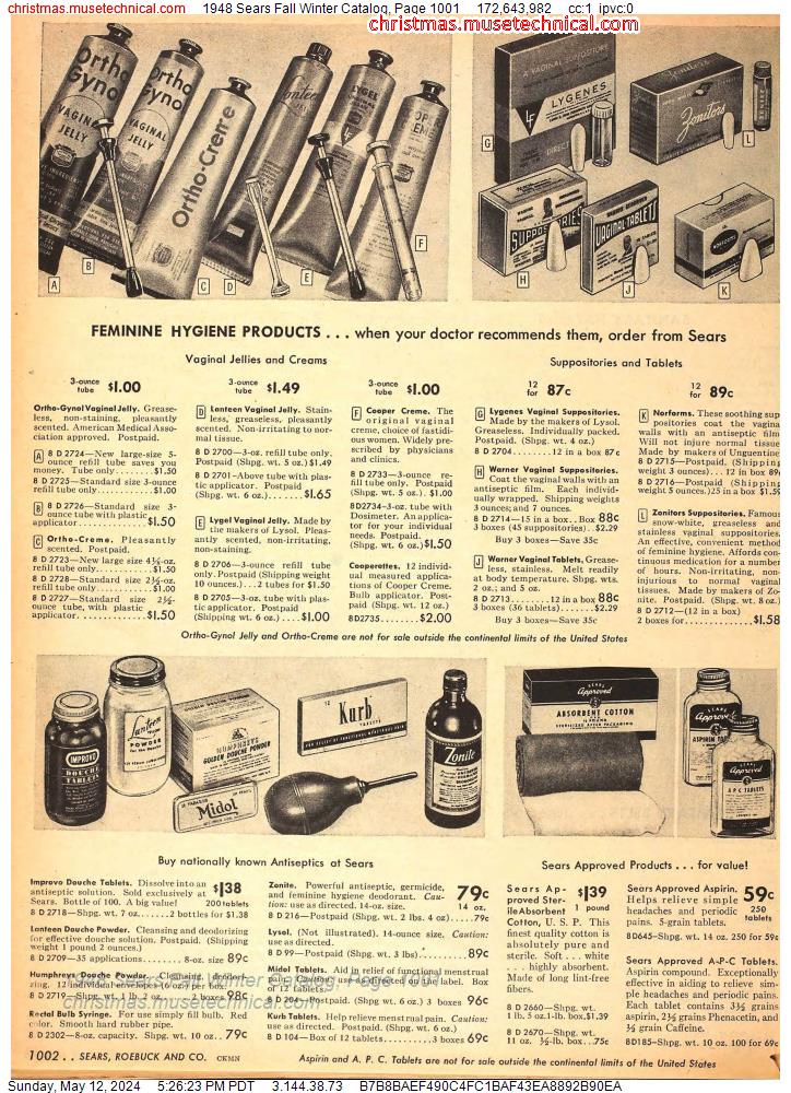 1948 Sears Fall Winter Catalog, Page 1001