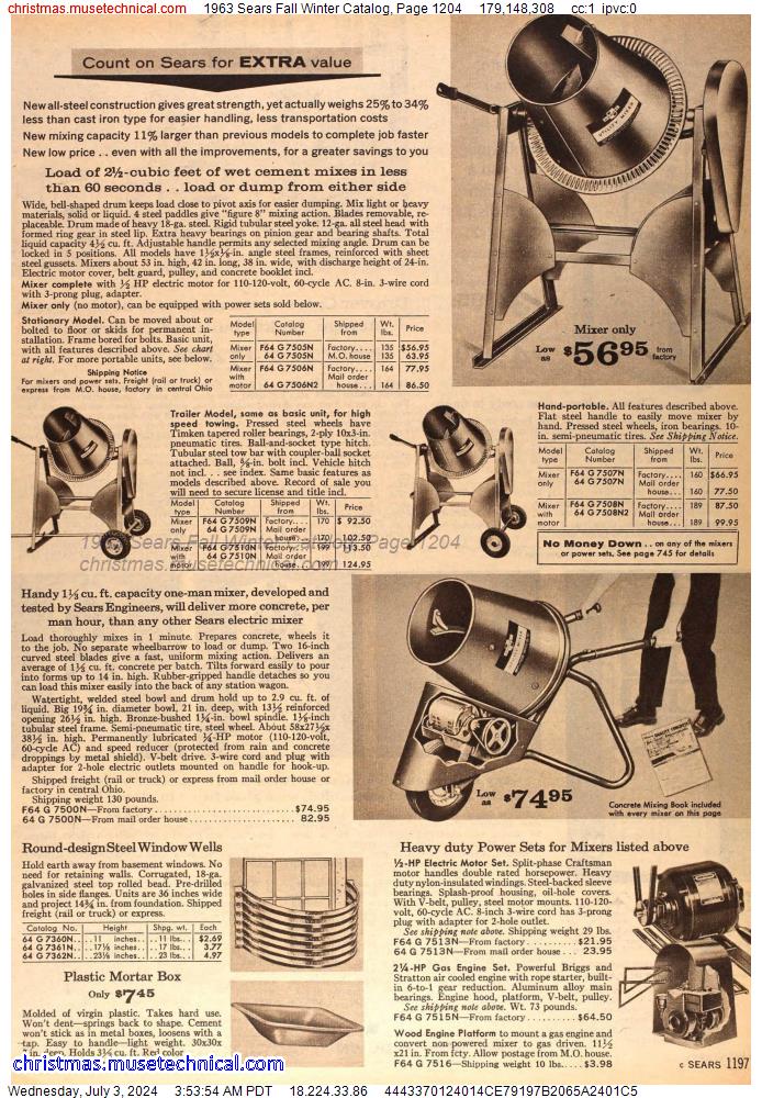 1963 Sears Fall Winter Catalog, Page 1204