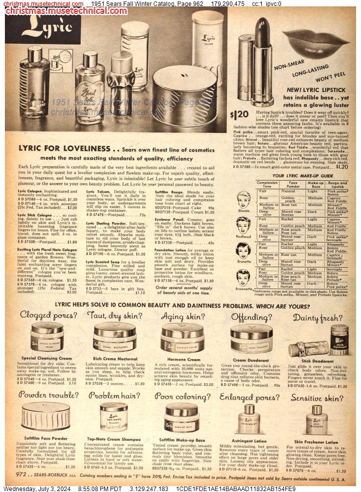 1951 Sears Fall Winter Catalog, Page 962