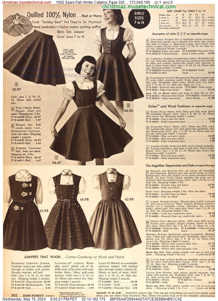 1955 Sears Fall Winter Catalog, Page 302