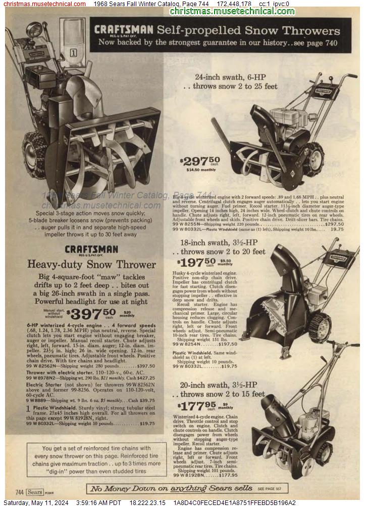 1968 Sears Fall Winter Catalog, Page 744