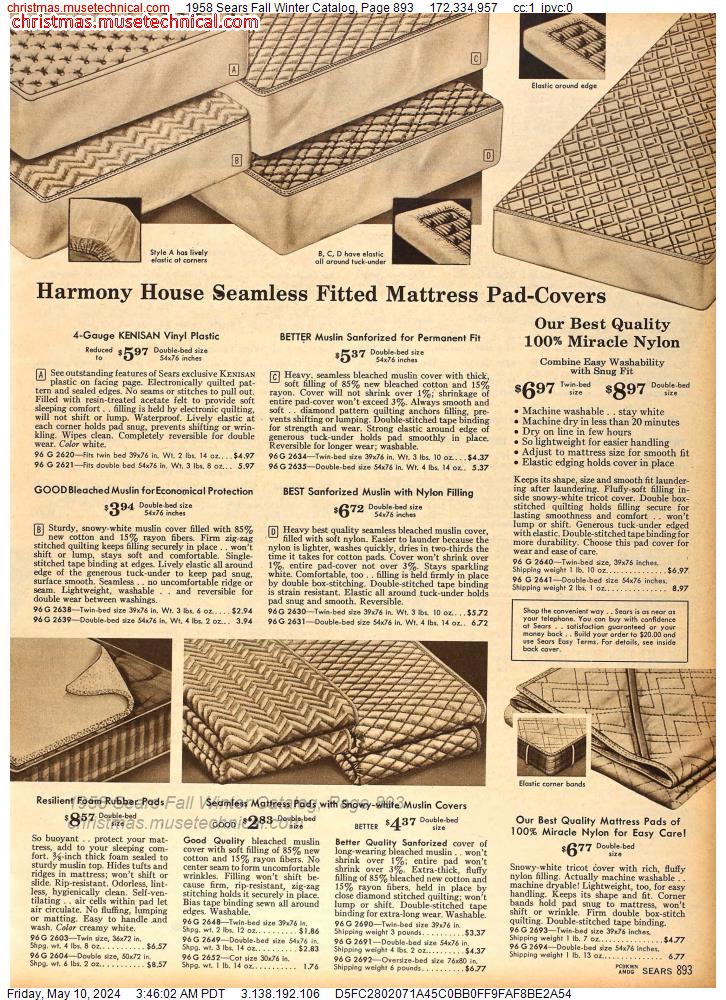 1958 Sears Fall Winter Catalog, Page 893