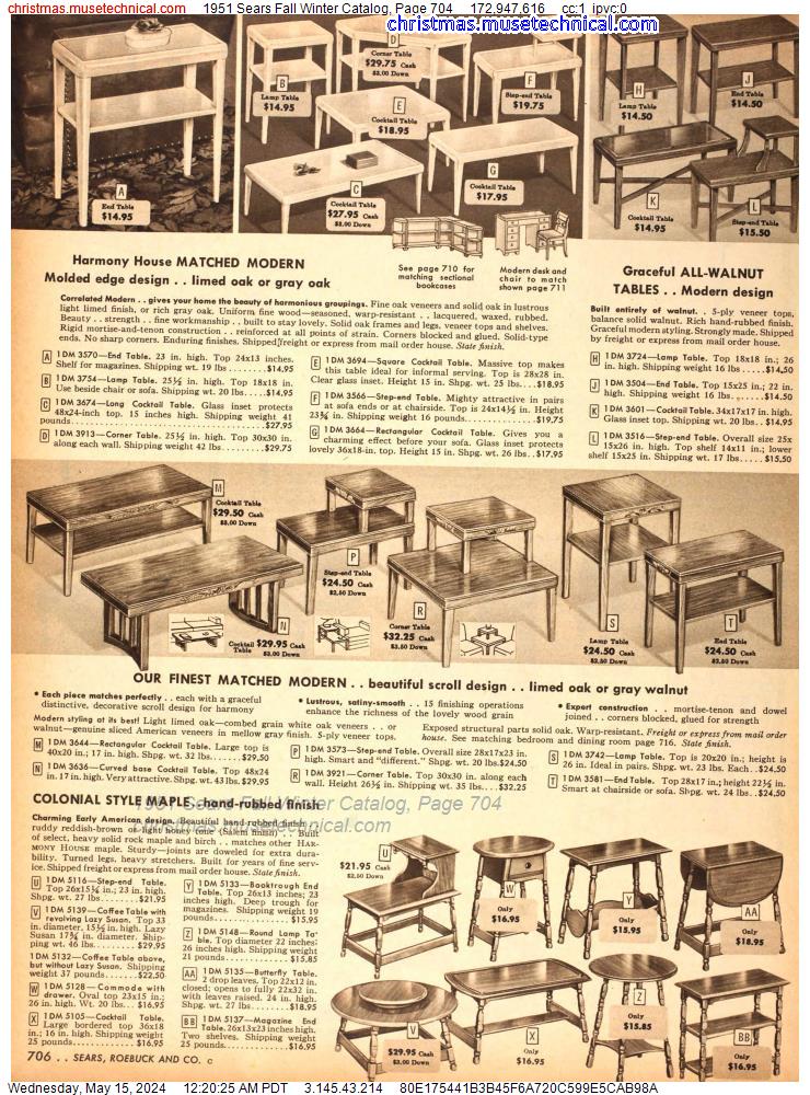 1951 Sears Fall Winter Catalog, Page 704