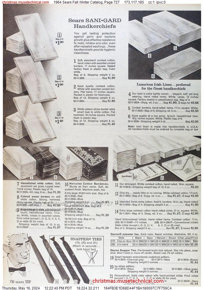 1964 Sears Fall Winter Catalog, Page 727
