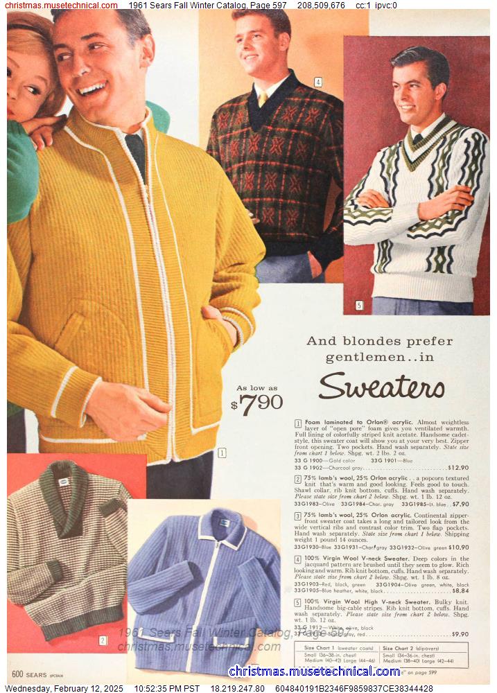 1961 Sears Fall Winter Catalog, Page 597