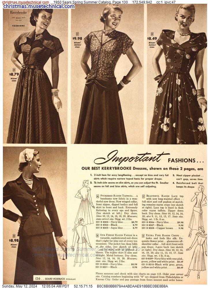 1950 Sears Spring Summer Catalog, Page 130