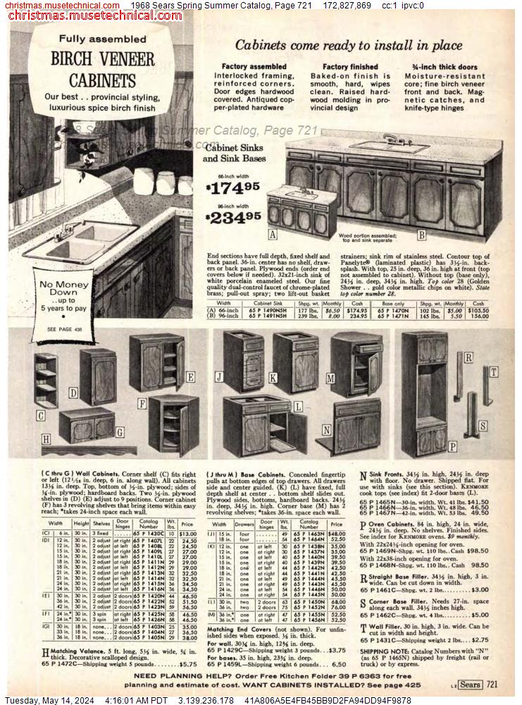 1968 Sears Spring Summer Catalog, Page 721