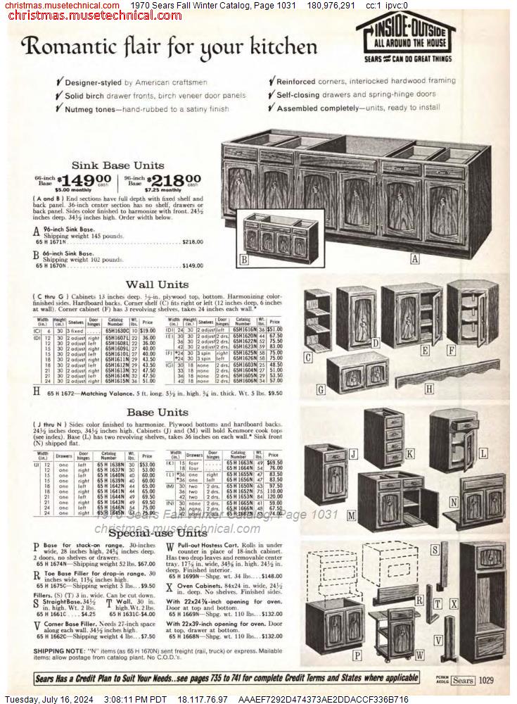 1970 Sears Fall Winter Catalog, Page 1031