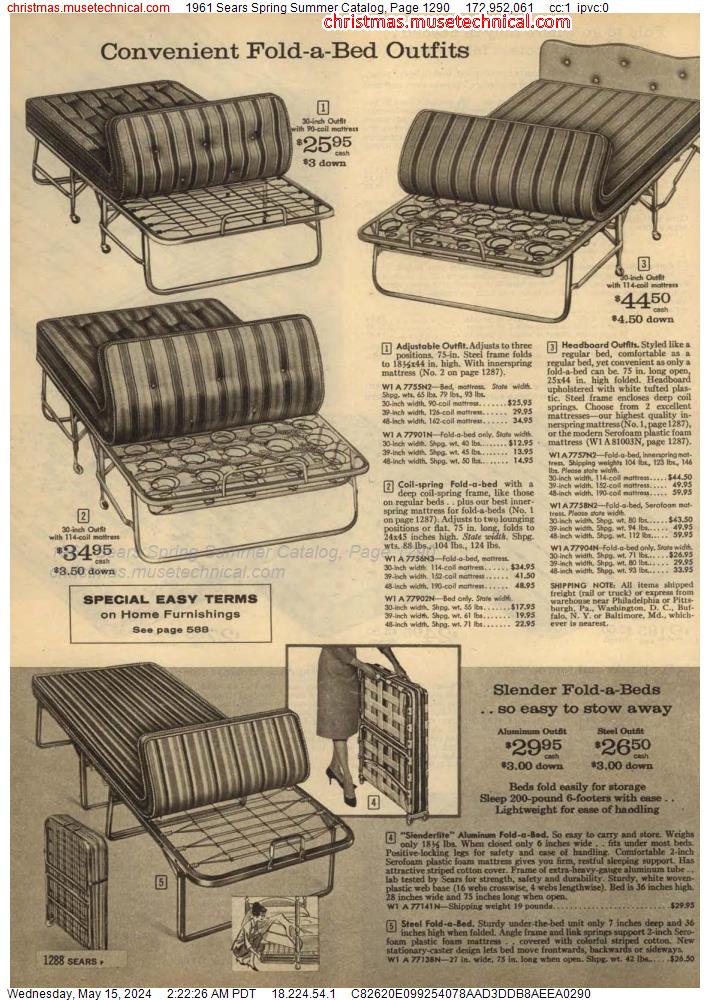 1961 Sears Spring Summer Catalog, Page 1290
