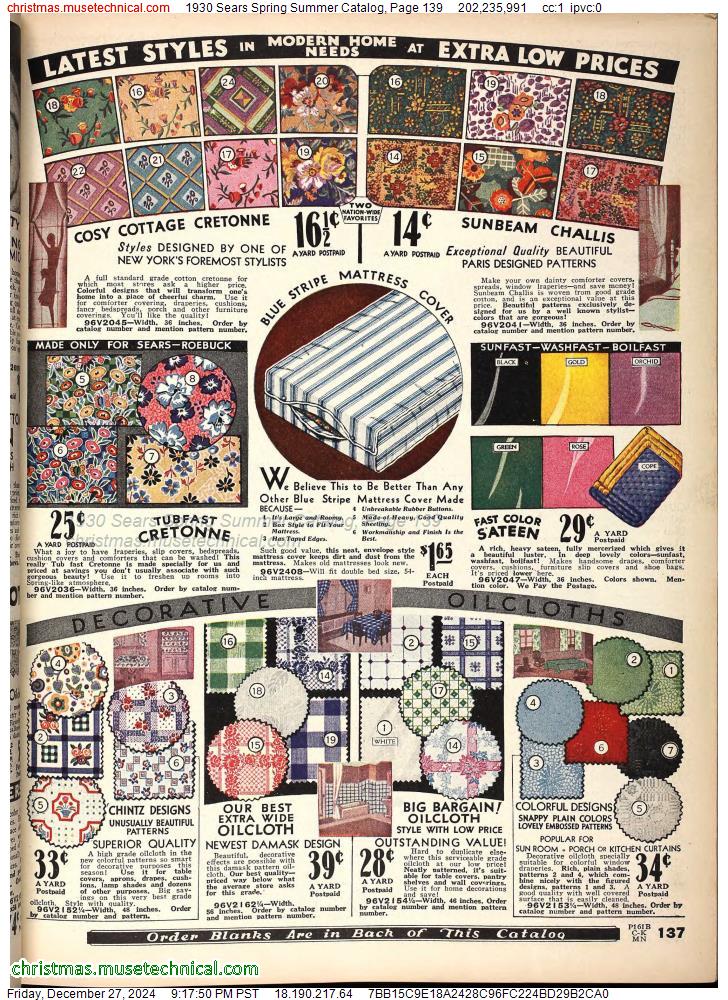 1930 Sears Spring Summer Catalog, Page 139