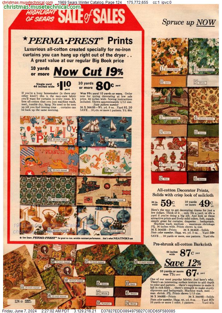 1969 Sears Winter Catalog, Page 124