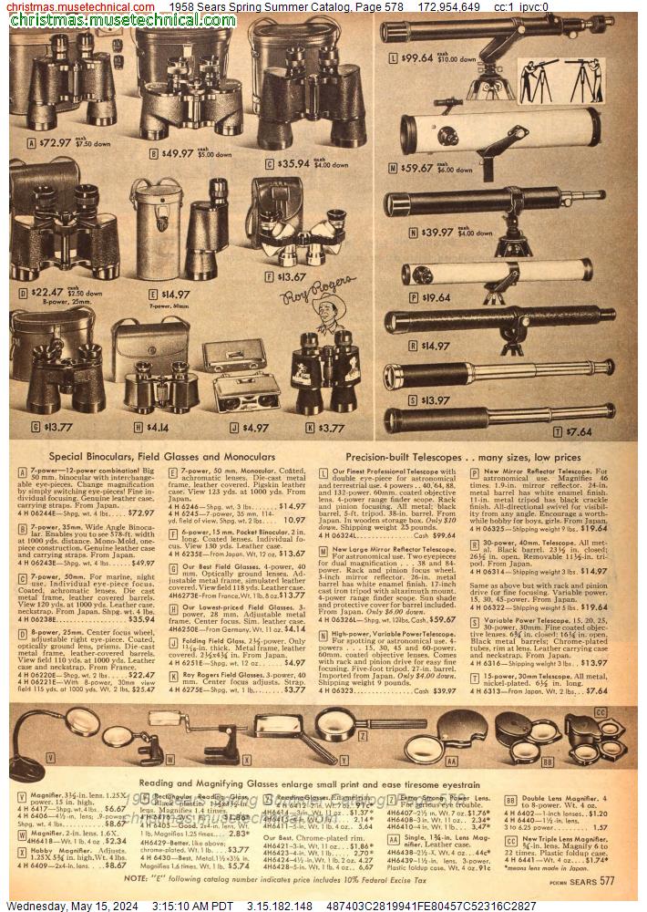 1958 Sears Spring Summer Catalog, Page 578