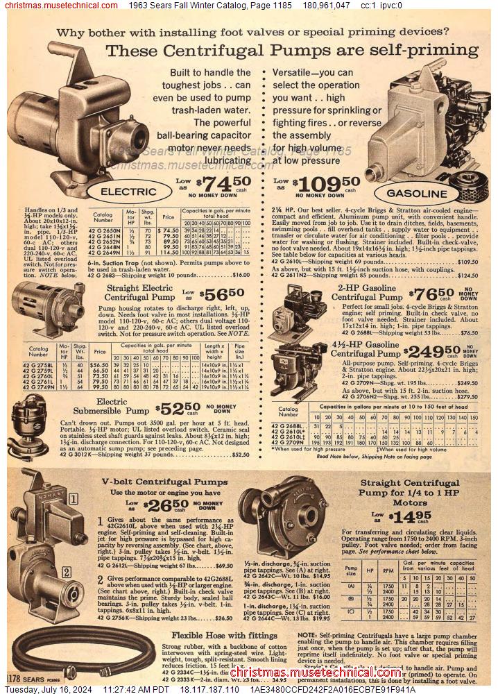 1963 Sears Fall Winter Catalog, Page 1185