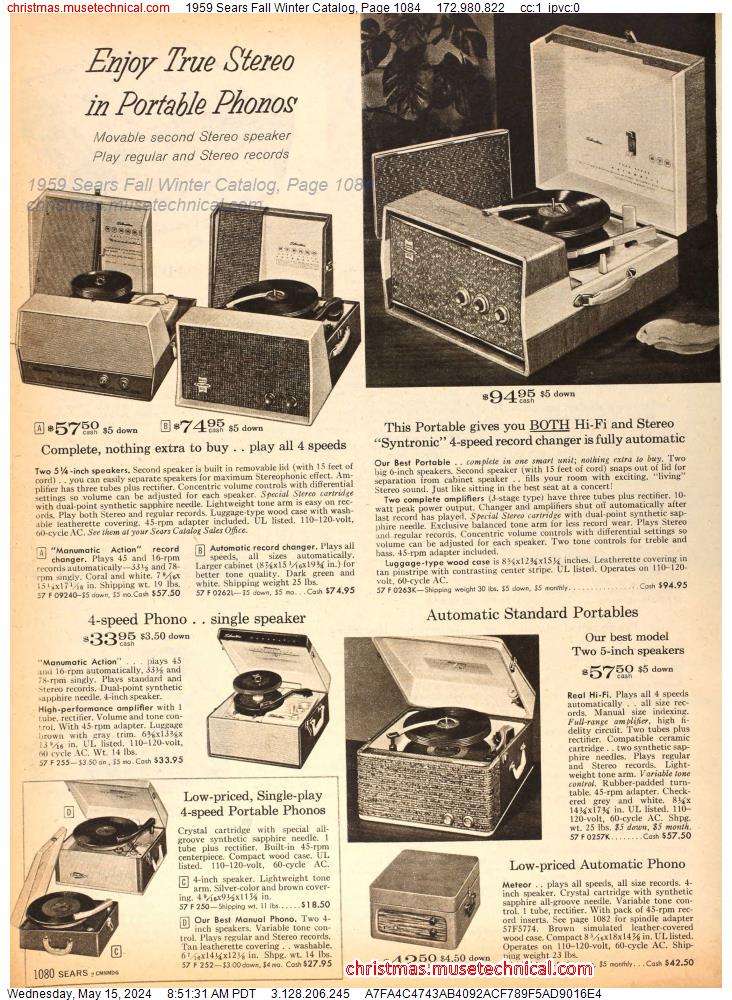 1959 Sears Fall Winter Catalog, Page 1084