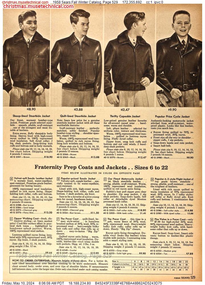 1958 Sears Fall Winter Catalog, Page 529
