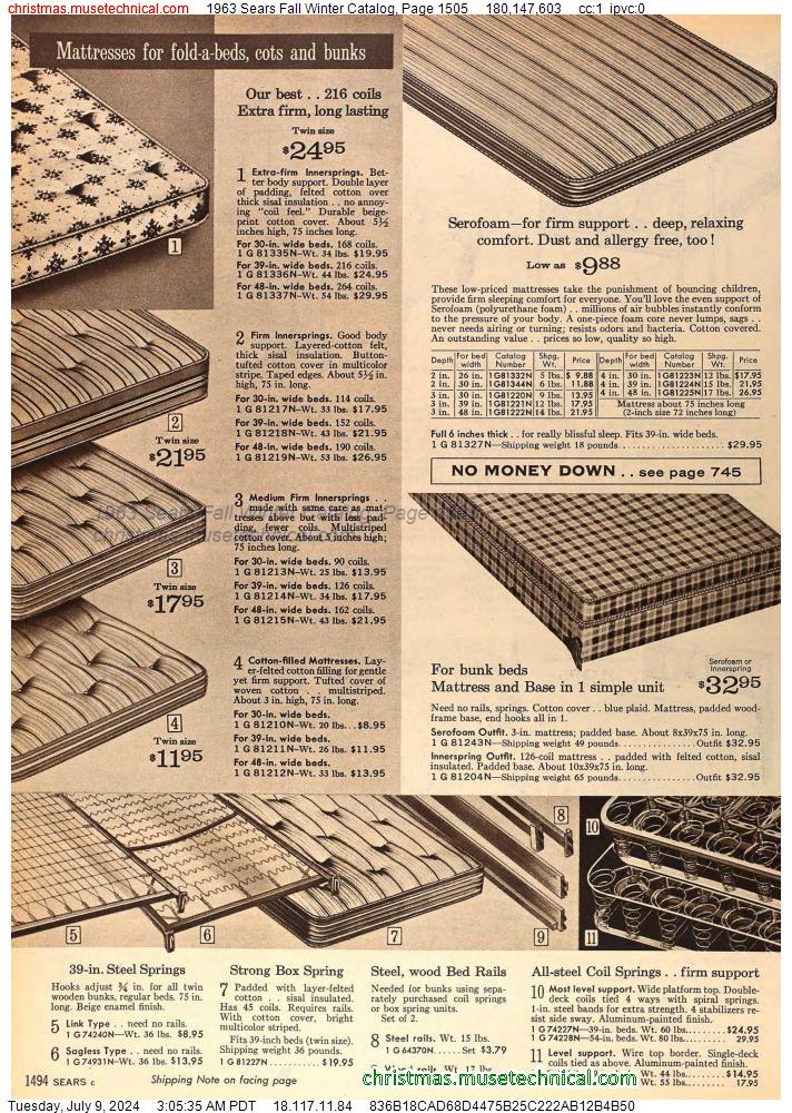 1963 Sears Fall Winter Catalog, Page 1505