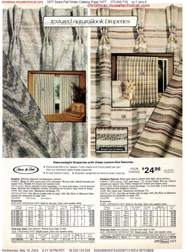 1977 Sears Fall Winter Catalog, Page 1477