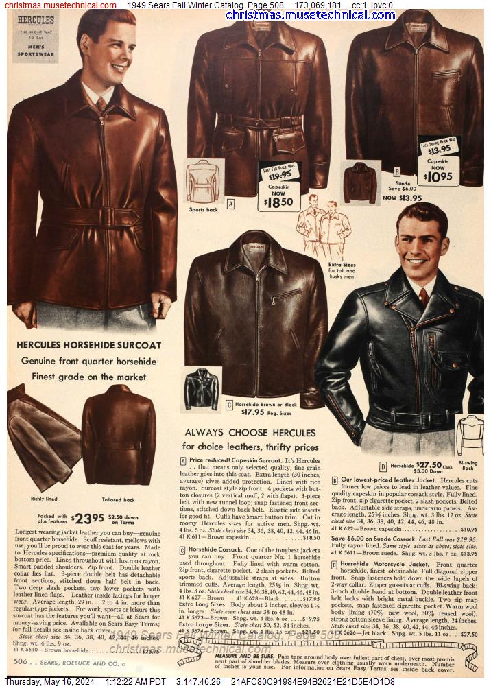 1949 Sears Fall Winter Catalog, Page 508