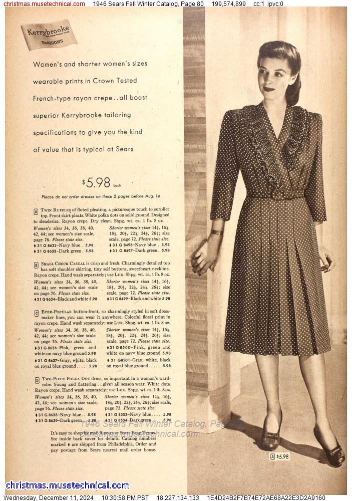 1946 Sears Fall Winter Catalog, Page 80