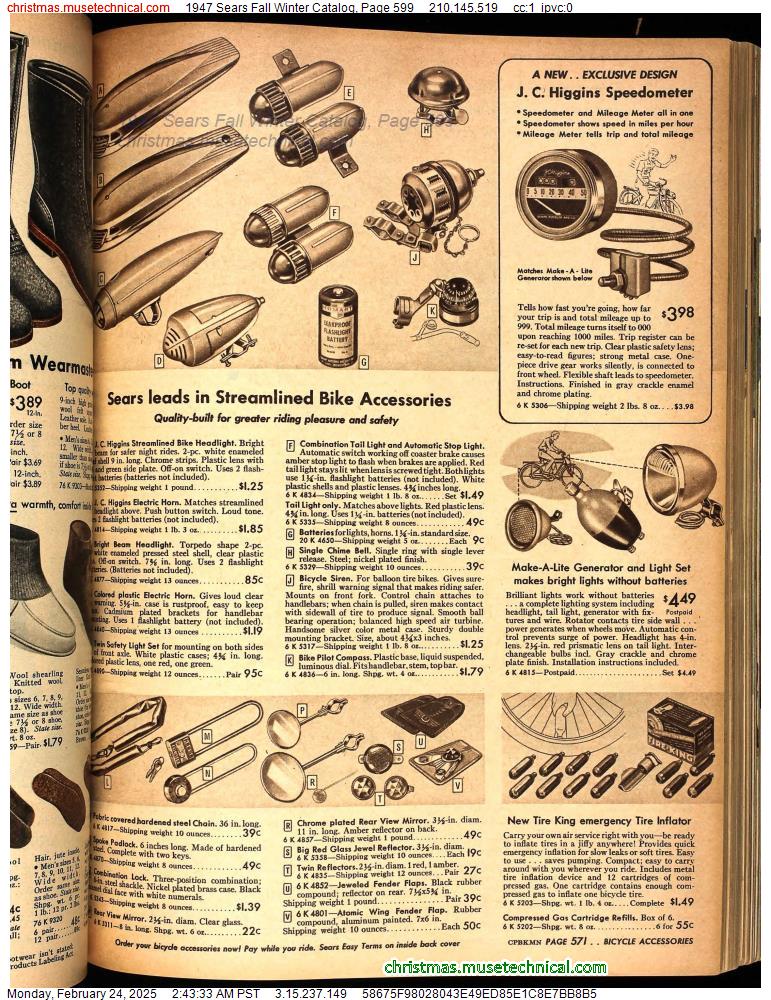 1947 Sears Fall Winter Catalog, Page 599