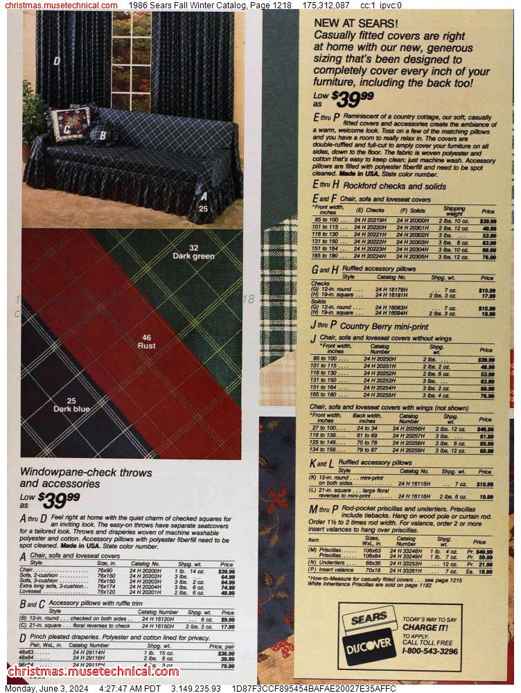 1986 Sears Fall Winter Catalog, Page 1218