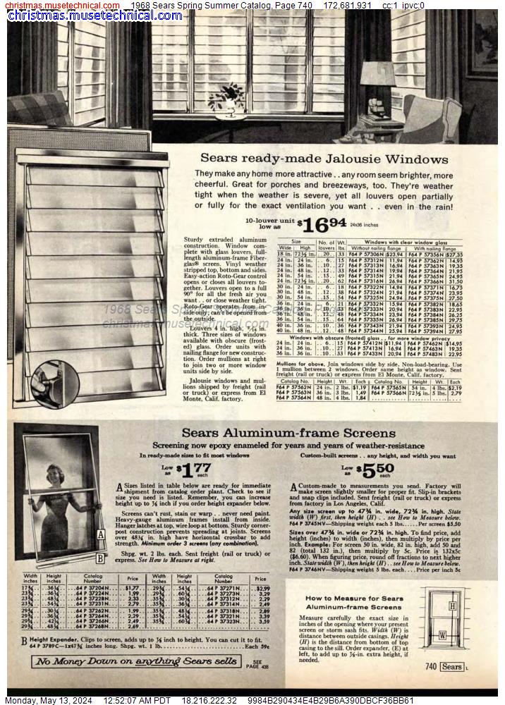 1968 Sears Spring Summer Catalog, Page 740
