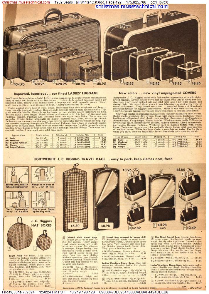 1952 Sears Fall Winter Catalog, Page 492