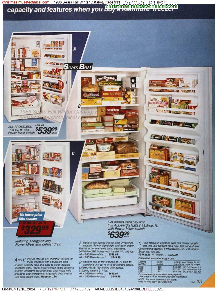 1986 Sears Fall Winter Catalog, Page 911