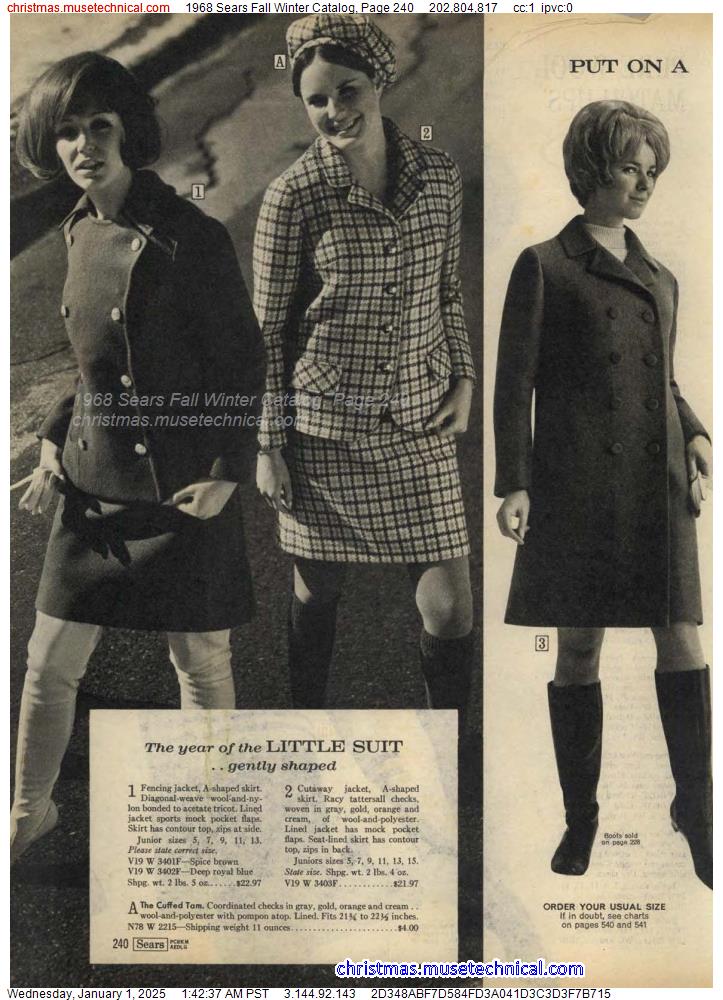 1968 Sears Fall Winter Catalog, Page 240 - Catalogs & Wishbooks