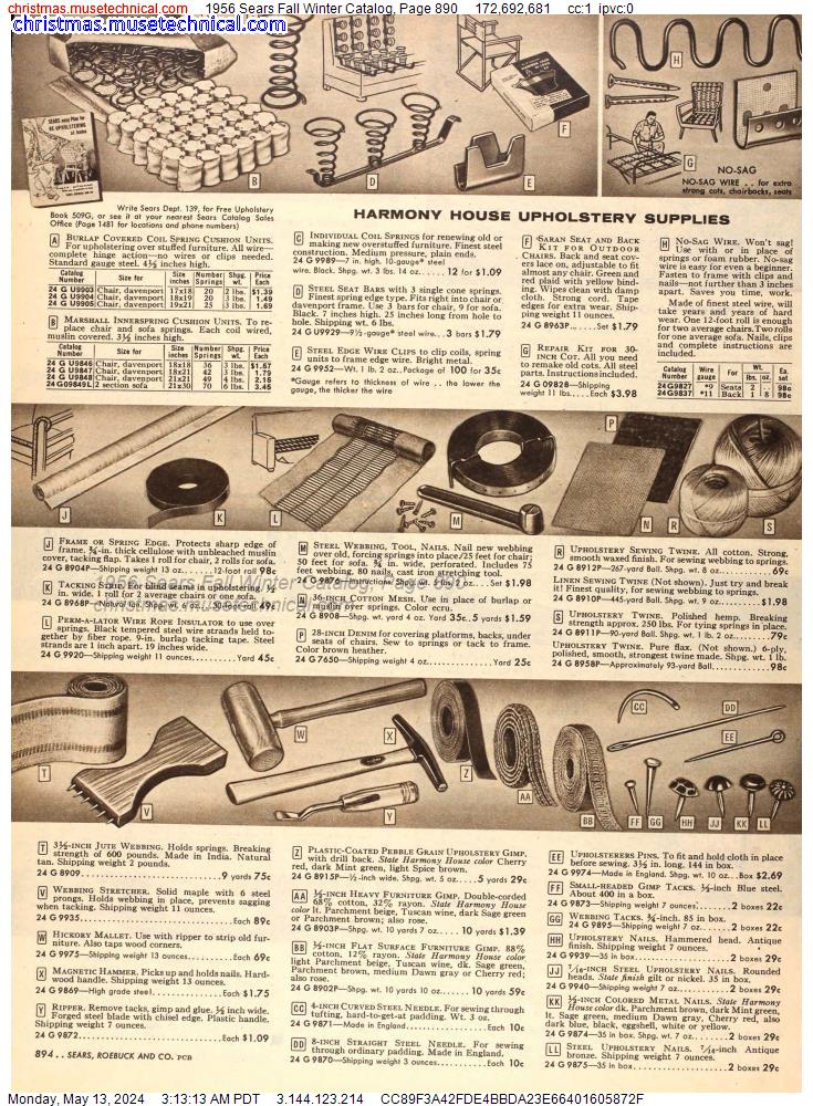 1956 Sears Fall Winter Catalog, Page 890
