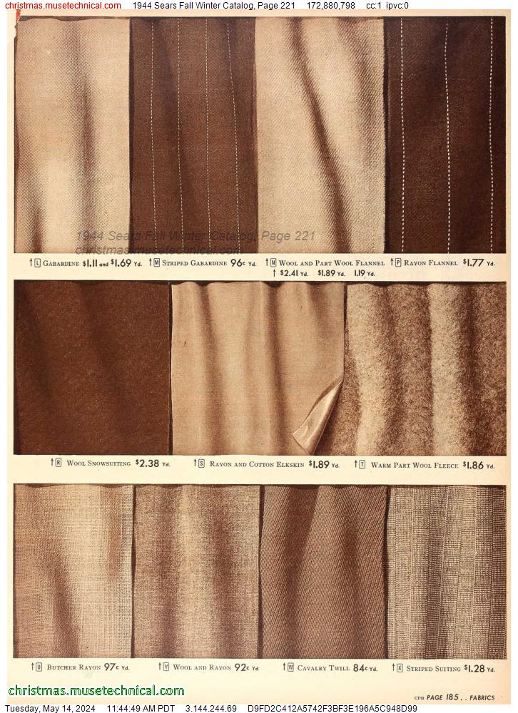 1944 Sears Fall Winter Catalog, Page 221